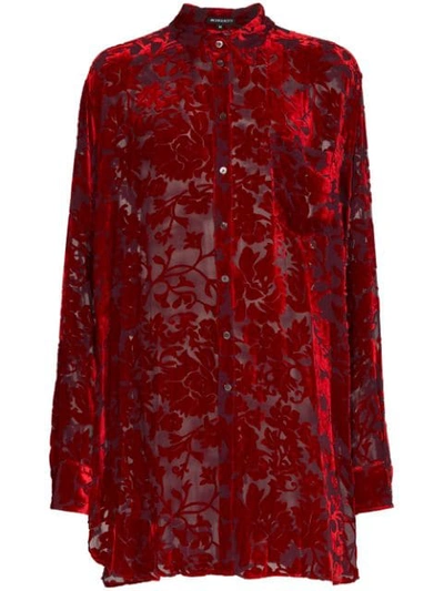 Ann Demeulemeester Viscose & Silk Floral Jacquard Shirt In  Red