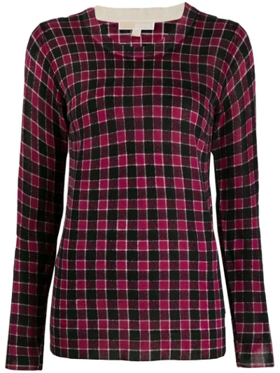 Michael Michael Kors Plaid Knit Jumper In Purple