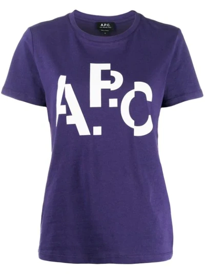 Apc Logo Print T-shirt In Purple