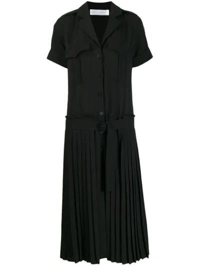 Victoria Victoria Beckham Pleated Skirt Shirt Dress In Black
