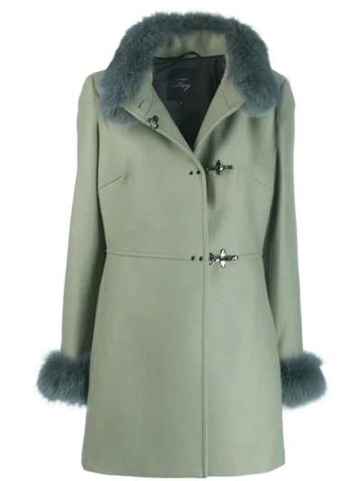 Fay Fur Details Coat In Rcpv610 Green