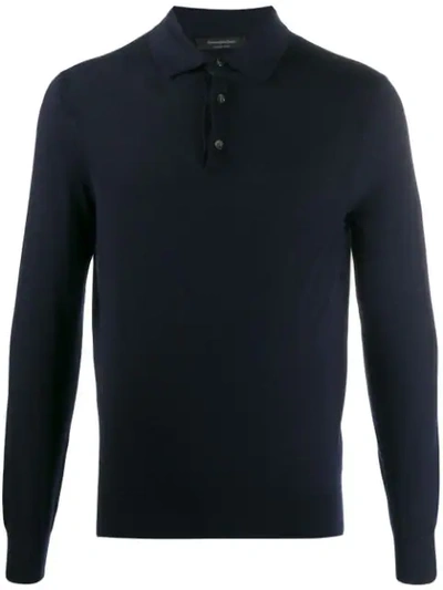 Ermenegildo Zegna Cashmere Polo Sweatshirt In Blue