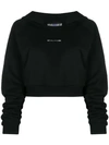 Alyx 1017  9sm Logo Print Cropped Hoodie - Black