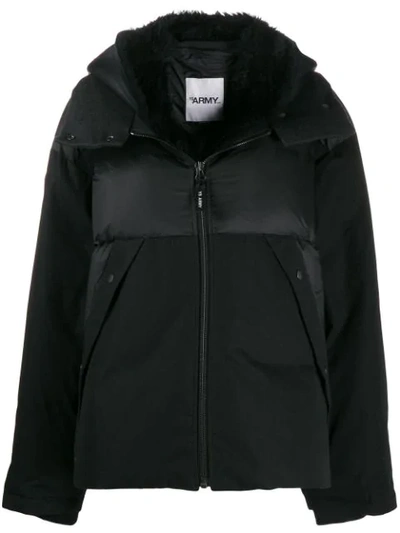 Yves Salomon Faux Fur Trimmed Jacket In Black