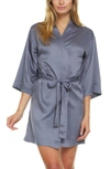 Flora Nikrooz Victoria Satin Short Robe In Storm