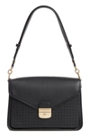 Longchamp Mademoiselle Perforated Leather Shoulder Bag In Black