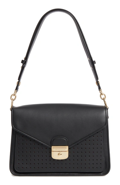 Longchamp Mademoiselle Perforated Leather Shoulder Bag In Black