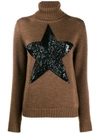 P.a.r.o.s.h Roll Neck Star Patch Sweater In 029 Bruciato
