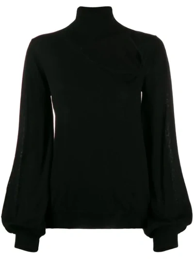 P.a.r.o.s.h Roll Neck Cut-out Front Jumper In Black