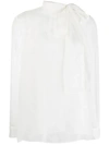 Valentino Sheer Pussy Bow Blouse In White