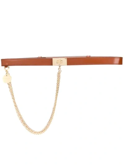 Givenchy Chain-embellished Leather Belt In Brown