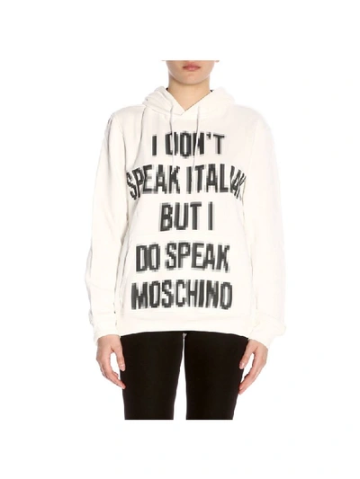 Moschino Capsule Collection Pixel Sweatshirt With Hood In White