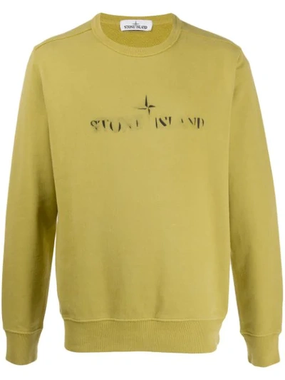 Stone Island Faded Logo-print Sweatshirt In Yellow