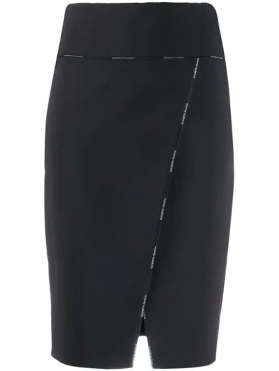 Elisabetta Franchi Pencil Skirt With Front Slit In 110 Nero