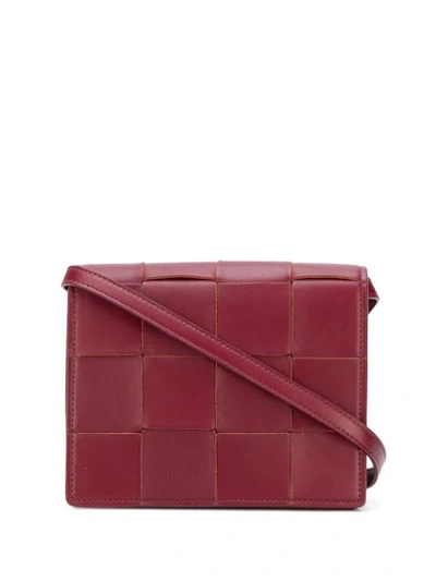 Bottega Veneta Intrecciato Crossbody Bag In Red