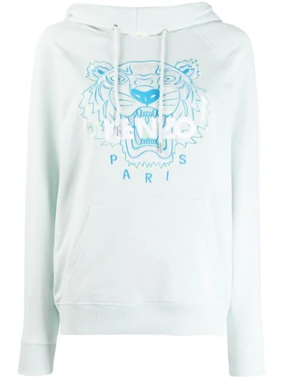 Kenzo Embroidered Tiger Hoodie In Blue