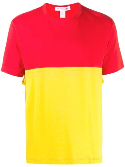Comme Des Garçons Colour Block T-shirt In Red