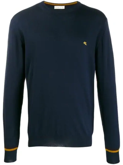 Etro Embroidered Logo Jumper In Blue