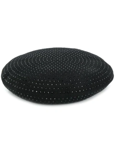 Saint Laurent Crystal Embellished Beret In Black