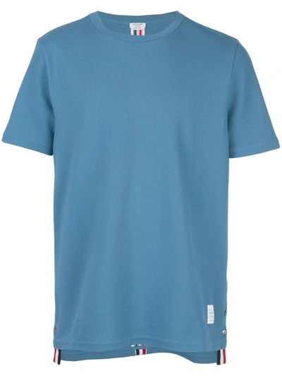 Thom Browne Center-back Stripe Piqué T-shirt In Blue