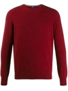 Barba Crew Neck Jumper In Red