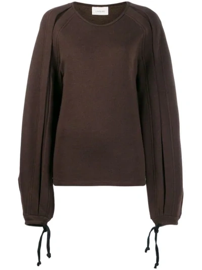 Lemaire Oversized Jersey Top - Brown In Burgundy