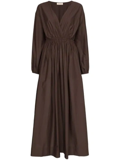 Matteau Wrap-front Maxi Dress In Brown