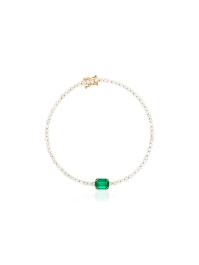 Anita Ko 18k Yellow Gold Hepburn Tennis Emerald Diamond Bracelet In Green