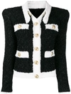 Balmain Tweed Button-front Jacket In White