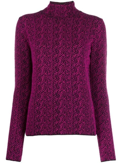Versace Chevron Knitted Jumper In Purple