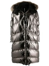 As65 Long Puffer Coat In Silver