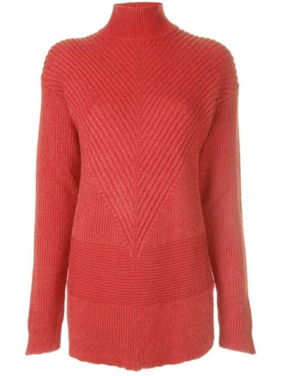 Rick Owens Ribbed Knit Turtleneck Sweater In Red