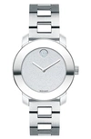 Movado Bold Iconic Bracelet Watch, 30mm In Silver/ Silver Glitter