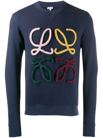 Loewe Logo-appliquéd Cotton Sweatshirt In Blue