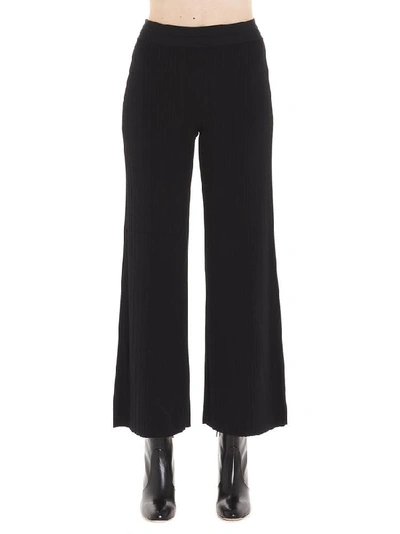 Theory Ribbed Wide Leg Trousers In Black