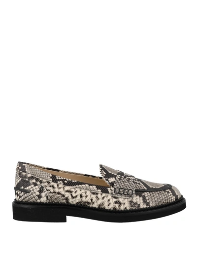 Tod's Python Print Leather Loafers In Black