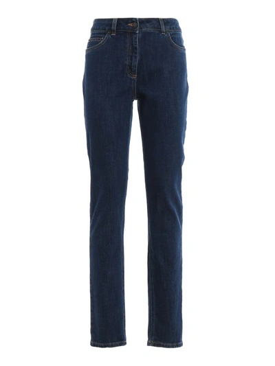 Moschino Denim Trousers With Teddy Bear Embroidery In Dark Wash