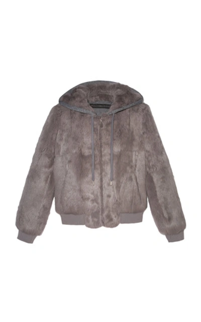 Pologeorgis The Lucy Rabbit-fur Hooded Jacket In Grey