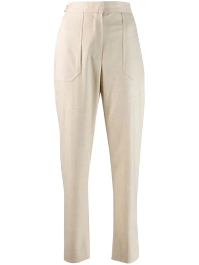 Fendi High-waisted Cropped Trousers In Neutrals