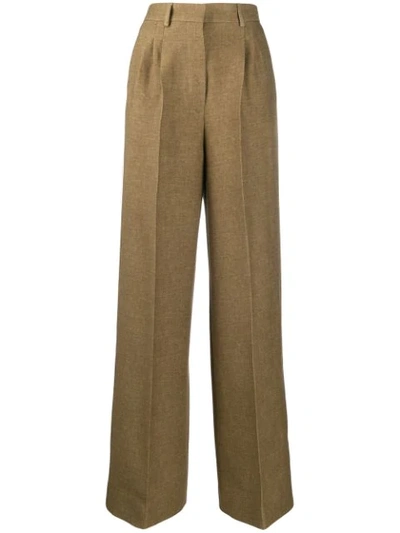 Fendi High-waisted Wide-leg Trousers In Neutrals