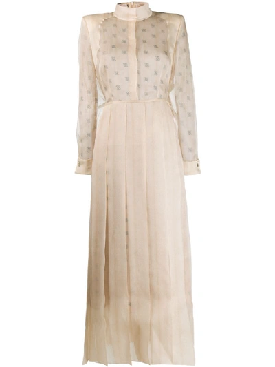 Fendi High Collar Dress In Neutrals