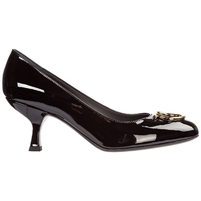 Ferragamo Women's Leather Pumps Court Shoes High Heel In Black