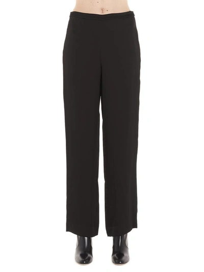 Theory Hammered-satin Straight-leg Pants In Black