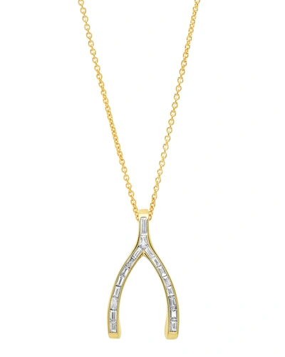 Jennifer Meyer Channel-set Diamond Baguette Wishbone Necklace In Gold