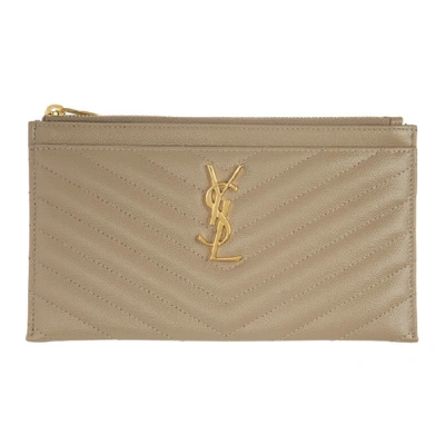 Saint Laurent Taupe Monogramme Bill Pouch In 1722 Taupe
