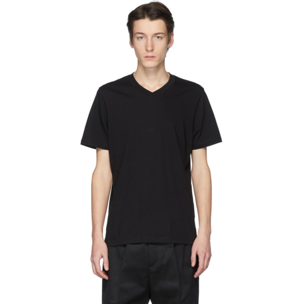 Jil Sander Black V-neck T-shirt In 001 - Black | ModeSens