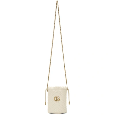 Gucci White Mini Gg Marmont Bucket Bag In 9022 White