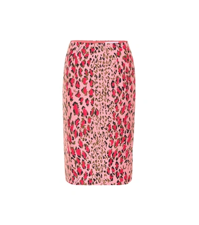 Carolina Herrera Printed Stretch-cotton Skirt In Pink