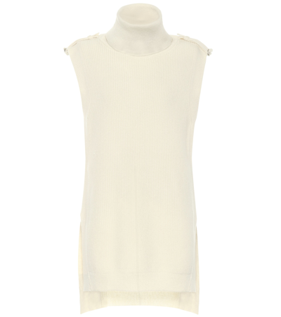 Stella Mccartney Ribbed Turtleneck Knitted Top In White