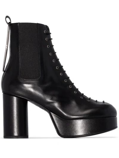 Jil Sander Lace-up 95mm Platform Ankle Boots In Black